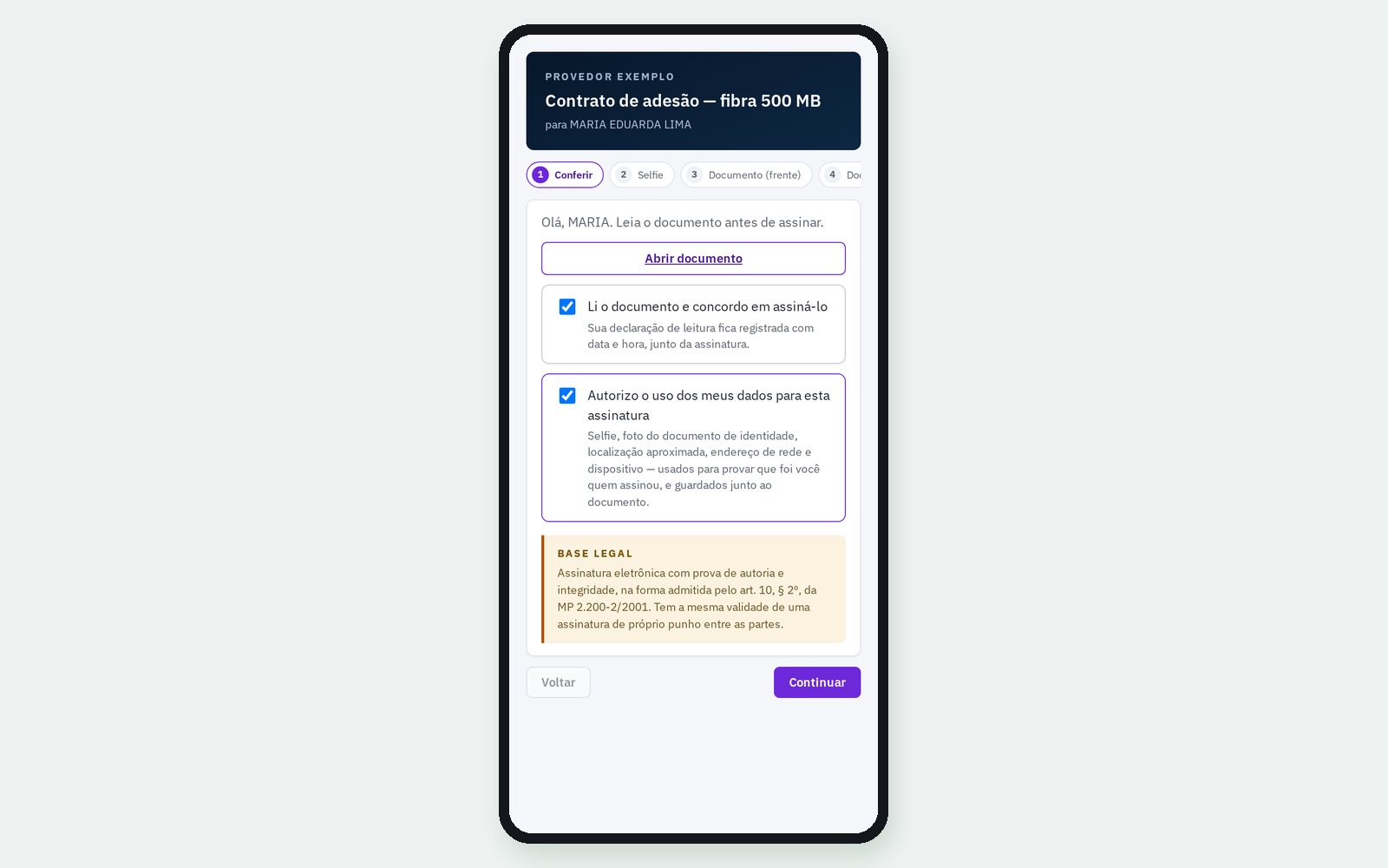 Passo 1: conferir o documento